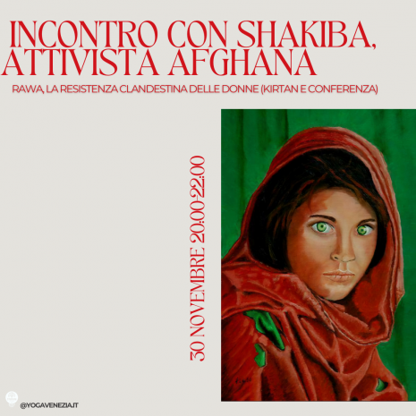 Immagine evento Studium Cultura - conferenza con Shakiba, attivista afghana + kirtan del giorno 2024-11-30